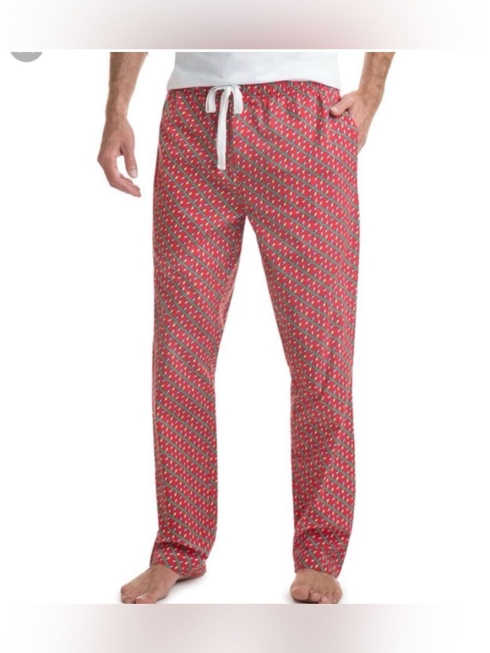 MENS VINEYARD VINES CHRISTMAS LIGHTS 100% COTTON PAJAMAS PANTS, MEDIUM
